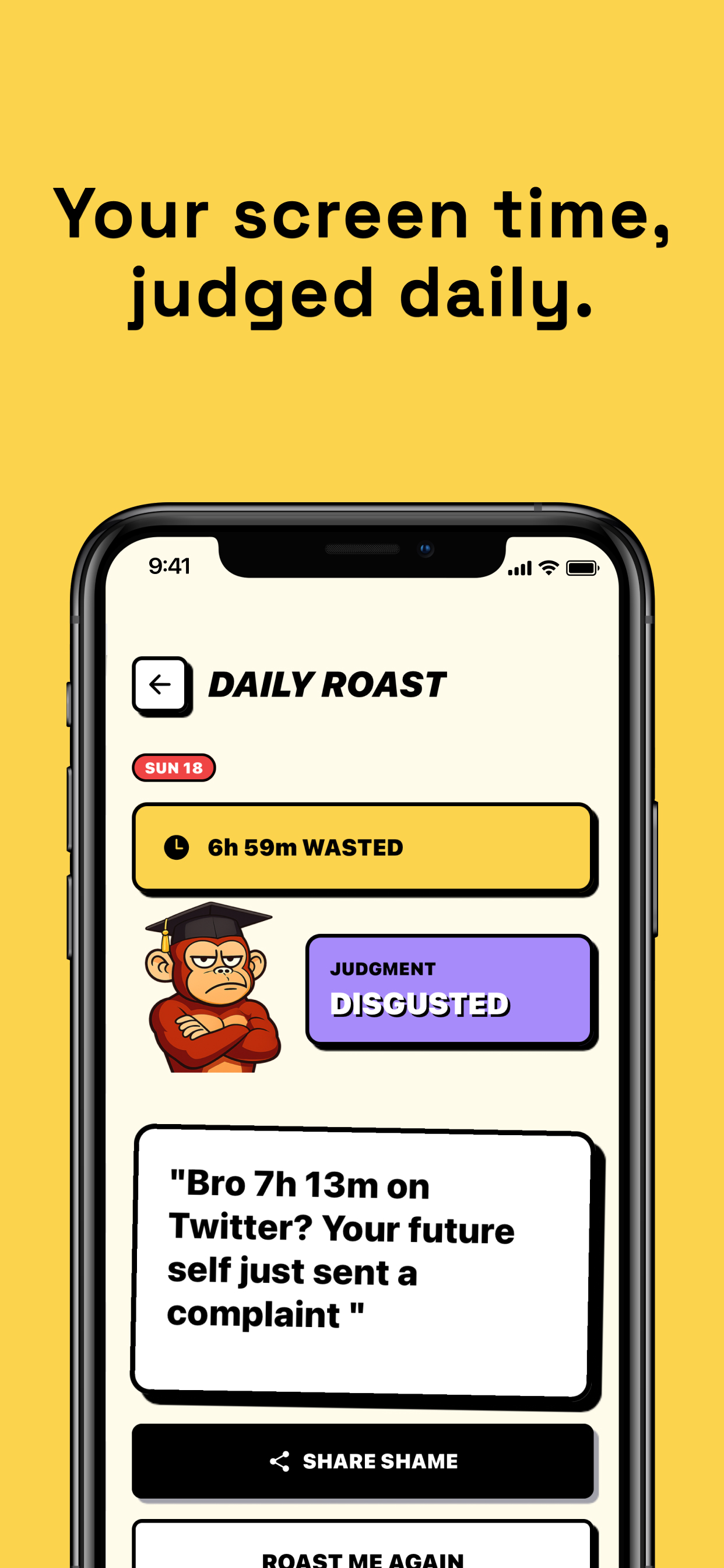 Awful Monkey daily roast judgment screen